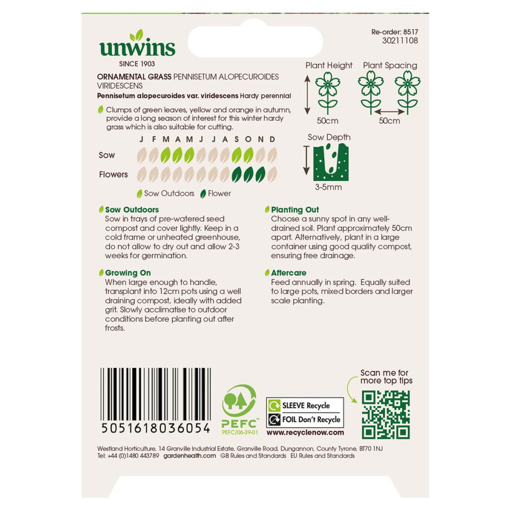 Unwins Pennisetum Alopecuroides Viridescens Seeds 5051618036054 2